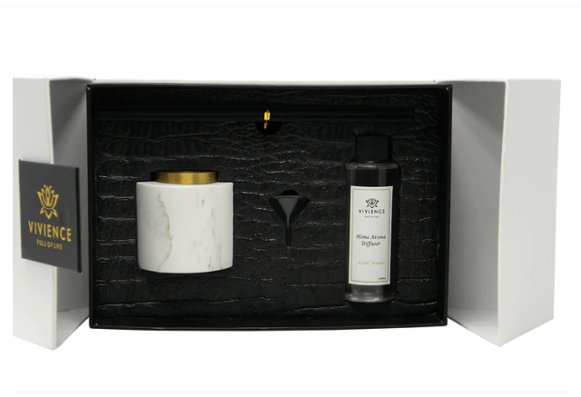 Vivience Fol Inc. White Marble Reed Diffuser, "Zen Tea" Scent