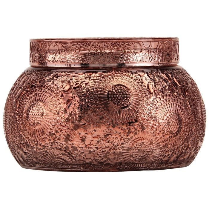 Voluspa Bowls Persimmon and Copal Embossed Glass Chawan Bowl with Lid
