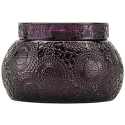 Voluspa Bowls Santiago Huckleberry Embossed Tinted Glass Chawan Bowl with Lid