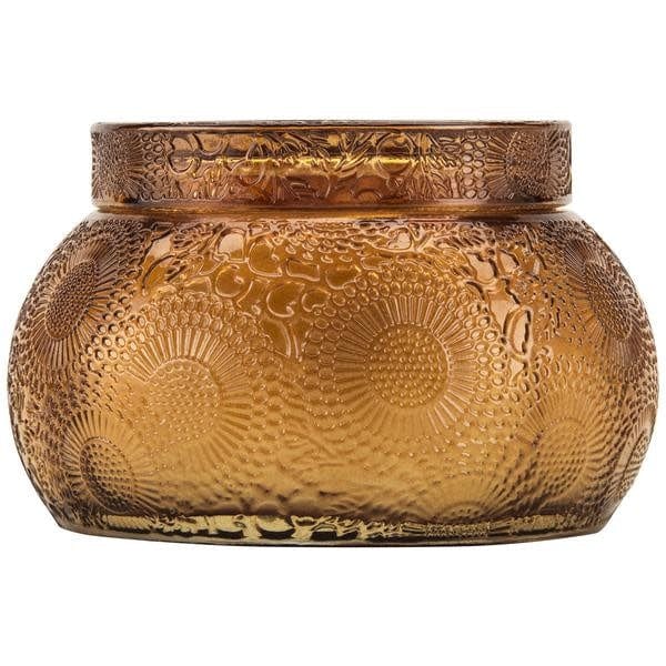 Voluspa Bowls Voluspa Baltic Amber Embossed Tinted Glass Chawan Bowl with Lid