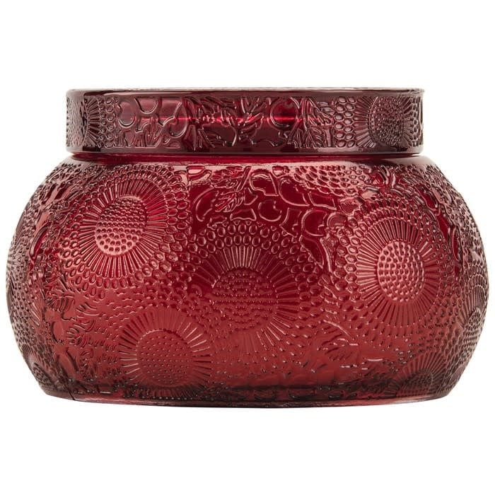 Voluspa Bowls Voluspa Goji & Tarocco Orange Embossed Glass Chawan Bowl with Lid
