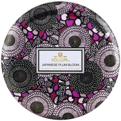 Voluspa Candles Japanese Plum Bloom 3 Wick Candle in Decorative Tin