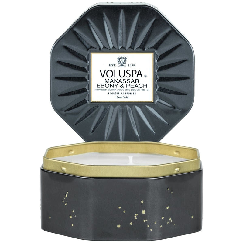 Voluspa Makassar Ebony & Peach Octagon Tin