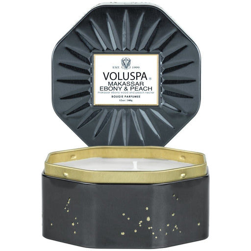 Voluspa Makassar Ebony & Peach Octagon Tin