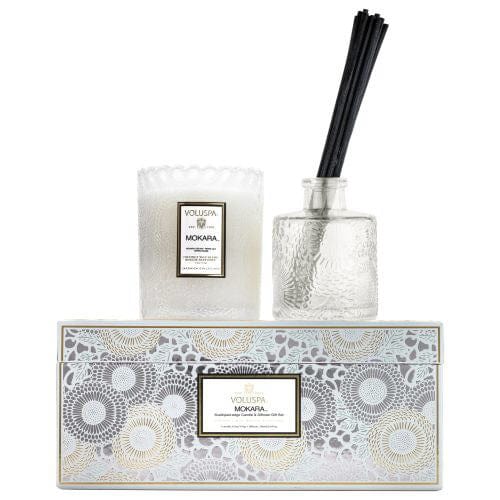 Voluspa Mokara- Scalloped Edge Candle and Diffuser Gift Set