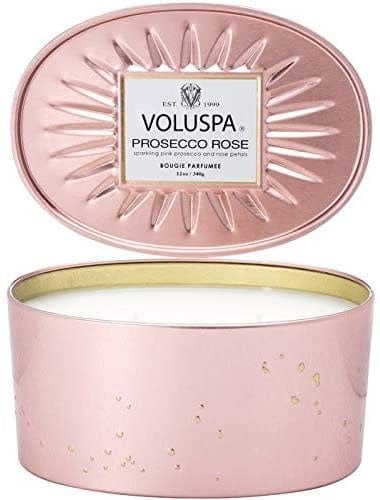 Voluspa Prosecco Rose - 2 Wick Candle in a Decorative oval tin
