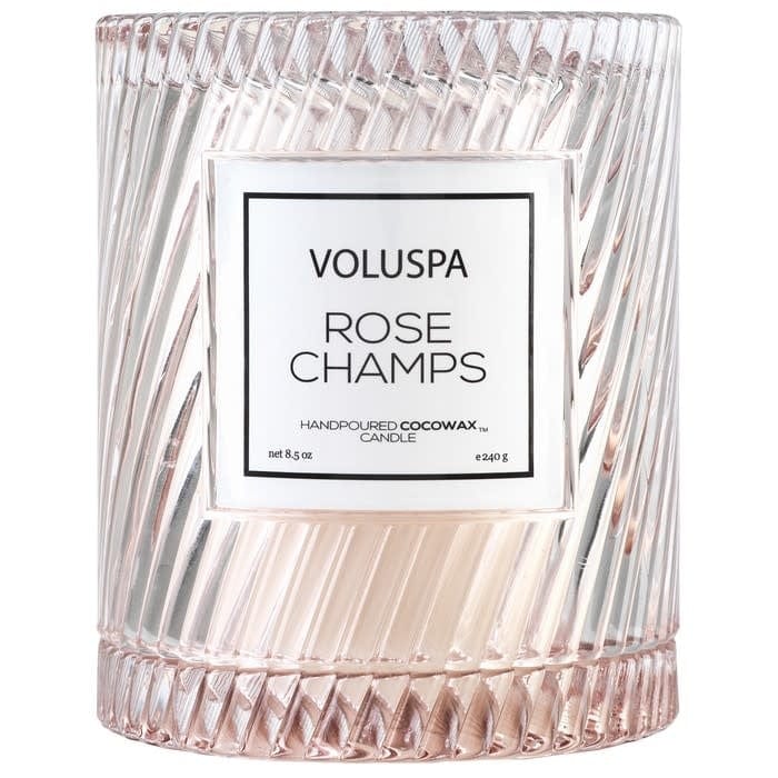 Voluspa Rose Champs Icon Candle with Cloche Cover