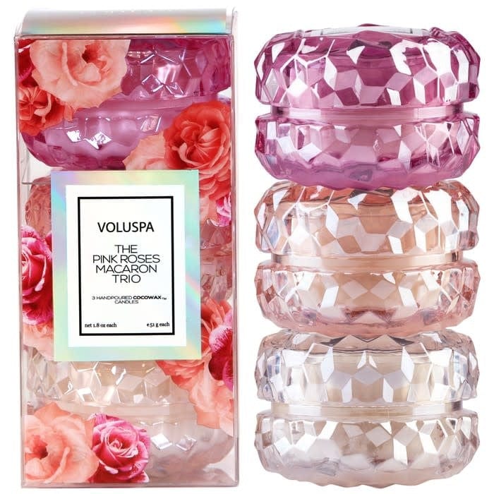 Voluspa Roses 3 Macaron Candle Gift Set