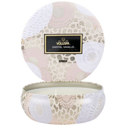 Voluspa Santal Vanille 3 wick Candle in decorative tin