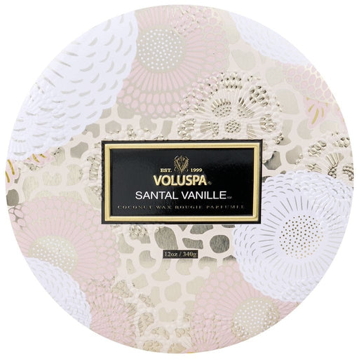 Voluspa Santal Vanille 3 wick Candle in decorative tin