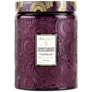 Voluspa Santiago Huckleberry Large Embossed Glass Jar Candle
