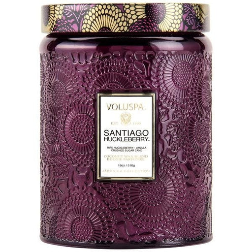 Voluspa Santiago Huckleberry Large Embossed Glass Jar Candle