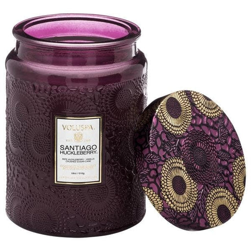 Voluspa Santiago Huckleberry Large Embossed Glass Jar Candle