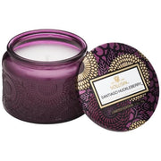 Voluspa Santiago Huckleberry Petite Candle in a colored jar with lid