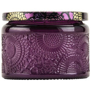 Voluspa Santiago Huckleberry Petite Candle in a colored jar with lid