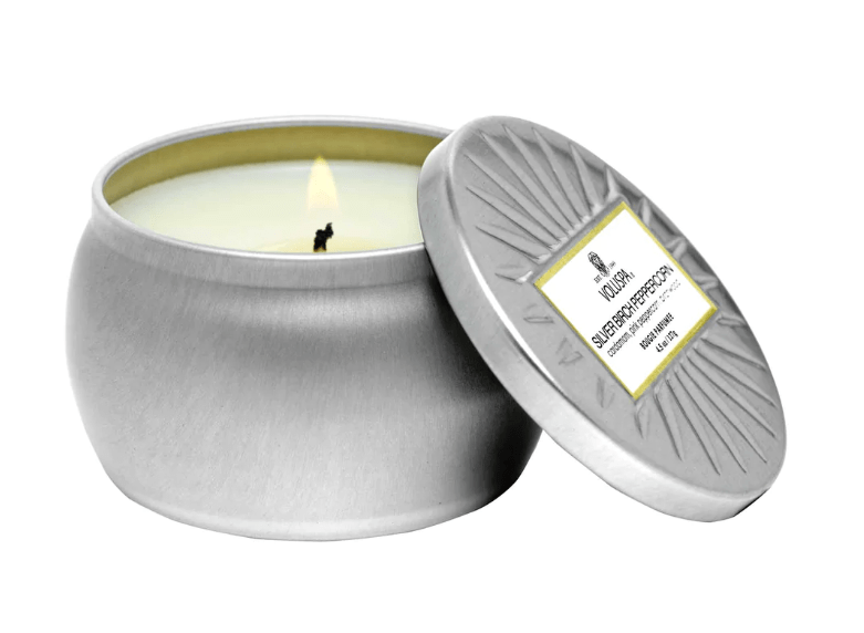 Voluspa SILVER BIRCH PEPPERCORN MINI TIN CANDLE