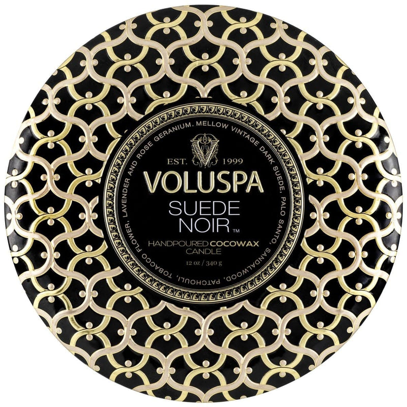 Voluspa SUEDE NOIR 3 WICK TIN CAND