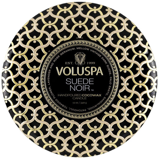 Voluspa SUEDE NOIR 3 WICK TIN CAND