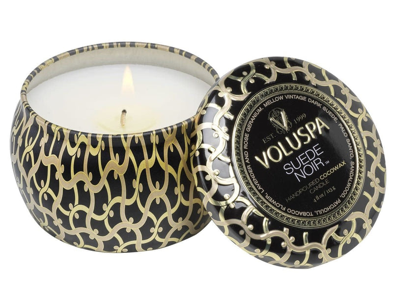 Voluspa SUEDE NOIR MINI TIN CANDLE
