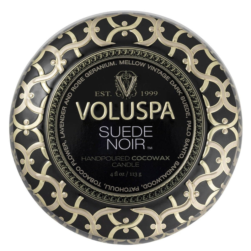 Voluspa SUEDE NOIR MINI TIN CANDLE