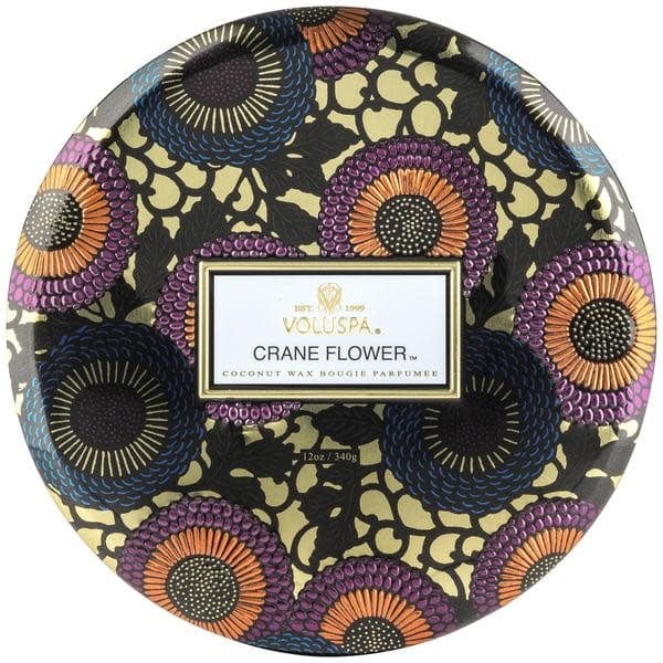 Voluspa Voluspa Crane Flower 3 Wick Candle in Decorative Tin