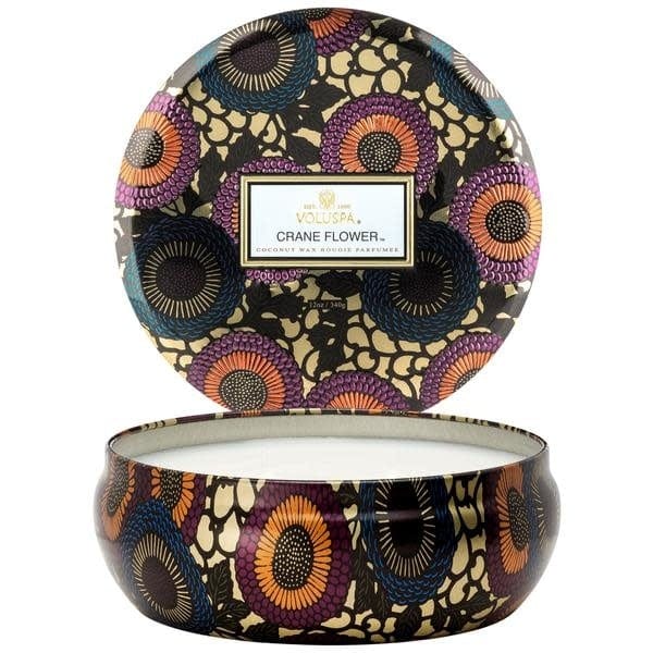 Voluspa Voluspa Crane Flower 3 Wick Candle in Decorative Tin