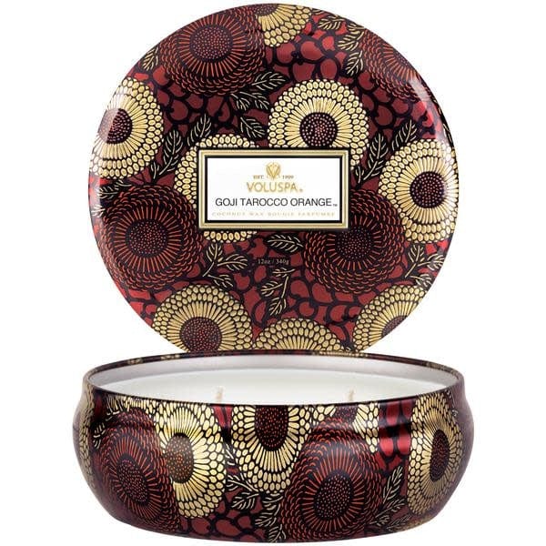 Voluspa Voluspa Goji & Tarocco Orange 3 Wick Candle in Decorative Tin