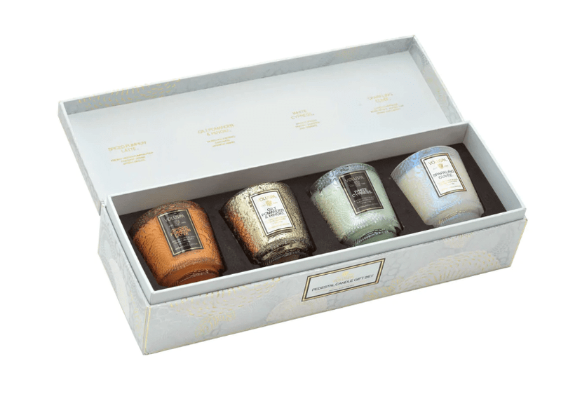 Voluspa WINTER WHITE 4 PEDESTAL CANDLE GIFT SET ASSORTED GIFT SET