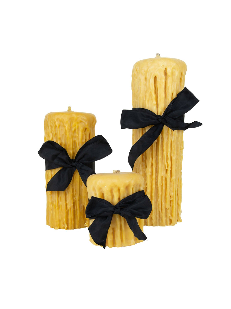 Weston Table Candles Beeswax Drip Pillar Candle 4.5 Inch Diameter