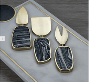 zodax Amalfi Set of 3 Cheese Tools - Black with Gold
