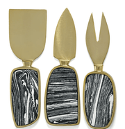 zodax Amalfi Set of 3 Cheese Tools - Black with Gold