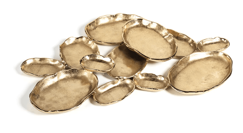 zodax Bowls Cluster of Twelve Oval Serving Bowls - Dark Gold