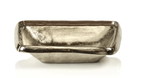 zodax Bowls Free-Form Nickel Aluminum Bowl with Mocha Enamel - Medium