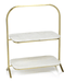 zodax Madeleine Marble Two-Tier Stand - Gold & White Marble