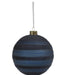 zodax Ornaments Blue Flocked Stripped Glass Ornament - Large