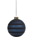 zodax Ornaments Blue Flocked Stripped Glass Ornament - Medium