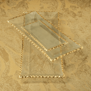 zodax Platter Clear Textured Rectangular Tray with Jagged Gold Rim - Small