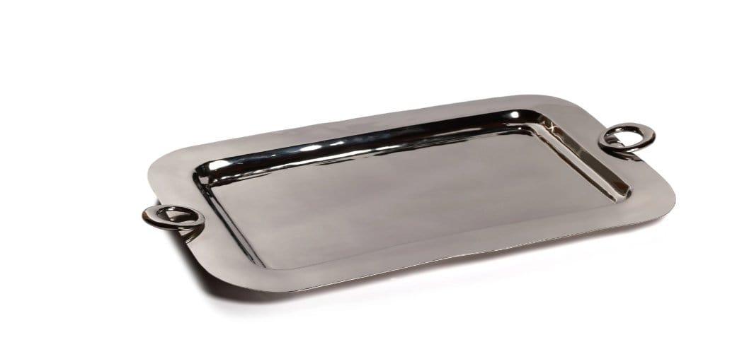 zodax Trays Bacardi Polished Brass Serving Tray - Nickel Finish - Extra Large